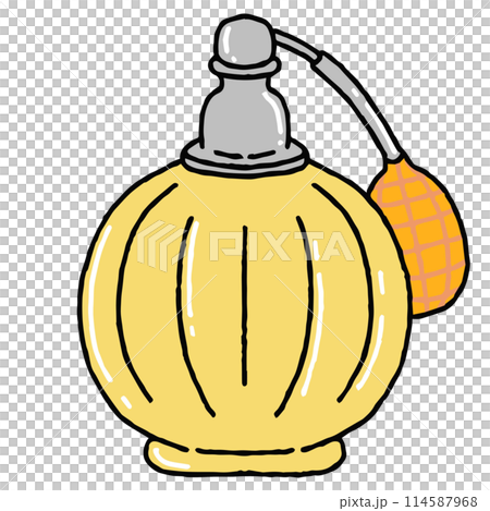 レトロな黄色い香水瓶のイラスト 114587968