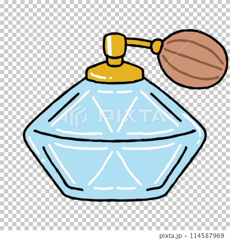 レトロな水色の香水瓶のイラスト レトロな水色の香水瓶のイラスト 114587969