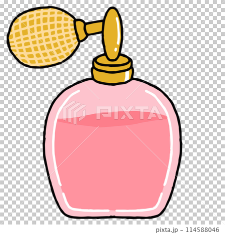 Illustration of a retro pink perfume bottle Illustration of a retro pink perfume bottle 114588046