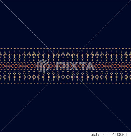 A lined textiles of Blanket stripes in seamless vector patterns and texture style. colorful shapes traditional pattern on dark Background A lined textiles of Blanket stripes in seamless vector patterns and texture style. colorful shapes traditional pattern on dark Background 114588301