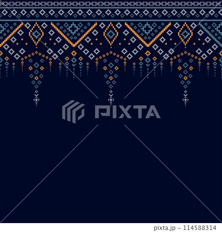 A lined textiles of Blanket stripes in seamless vector patterns and texture style. colorful shapes traditional pattern on dark Background 114588314