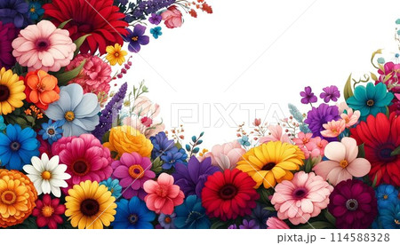 色とりどりの花 114588328