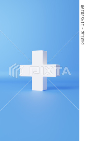青い背景に白い十字。3D（縦長） 114588399