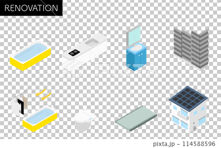 房屋裝修、系統浴室、系統廚房、太陽能發電等軸測圖。 114588596
