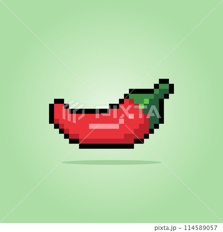 red chili 8 bit pixels. Vegetable for game assets in vector illustration. 114589057