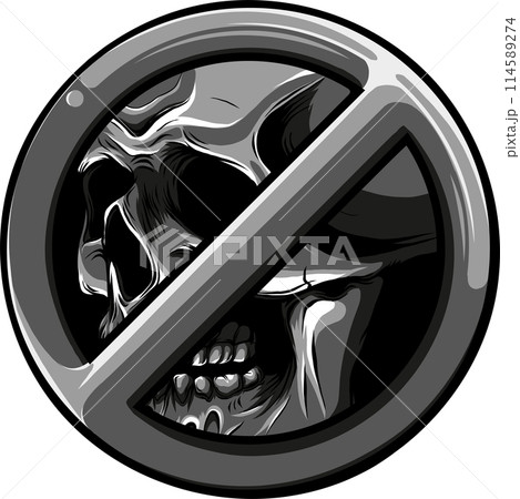 monochrome No Skull Sign on White Background 114589274