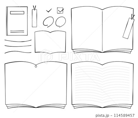開いた本の見出しセットのイラスト素材 [114589457] - PIXTA