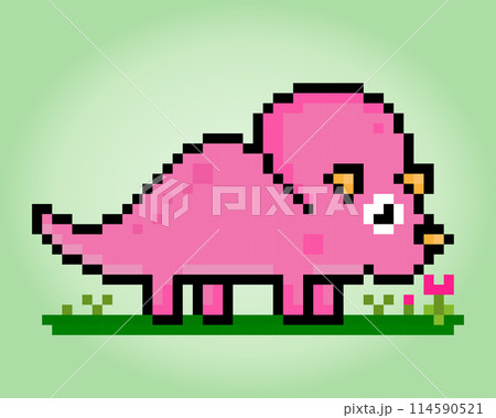 8 bit dinosaur pixels. Animals in vector illustrations for Cross Stitch patterns. 8 bit dinosaur pixels. Animals in vector illustrations for Cross Stitch patterns. 114590521
