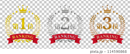 桂冠,皇冠排名圖示第一、第二、第三名 桂冠,皇冠排名圖示第一、第二、第三名 114590868