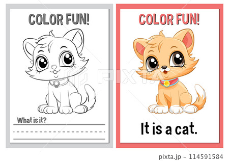 Color Fun! Cute Cat Illustrations Color Fun! Cute Cat Illustrations 114591584