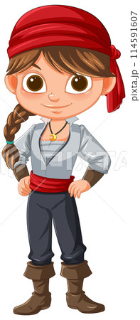 Young Pirate Girl in Cartoon Style Young Pirate Girl in Cartoon Style 114591607