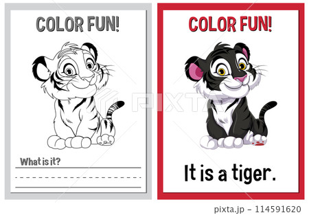 Color Fun: Educational Tiger Illustration Color Fun: Educational Tiger Illustration 114591620