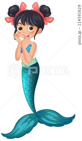 Cute Mermaid Cartoon Character 114591629