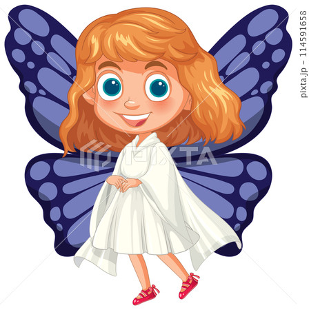 Cheerful Girl with Butterfly Wings Cheerful Girl with Butterfly Wings 114591658