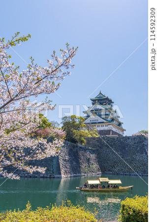 【春の大阪城公園】大阪城天守閣と御座船【桜】 114592309