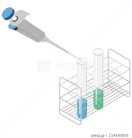 マイクロピペットで試験管に液体を注入 マイクロピペットで試験管に液体を注入 114593055