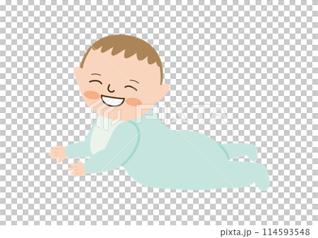 寶寶微笑著爬行,用肚子爬行 寶寶微笑著爬行,用肚子爬行 114593548