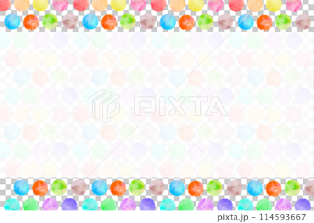 彩虹水彩圓形圖示頂部和底部框架 114593667