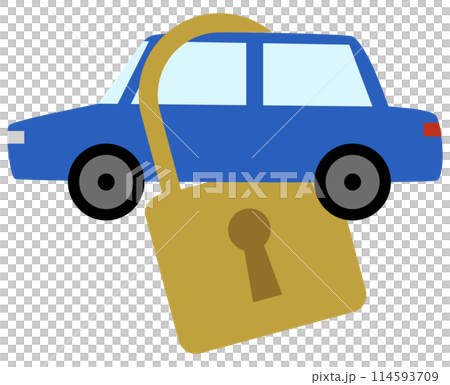 A car is trapped in a large padlock (image of perfect car security) 114593709