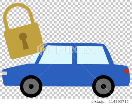 Illustration of a car and a padlock (image of car security) Illustration of a car and a padlock (image of car security) 114593712