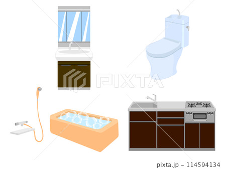洗面台とトイレと風呂とガスレンジの水廻り 114594134