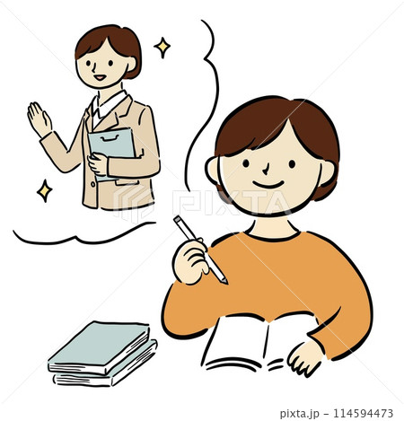 目標に向かって勉強をしている女性 114594473