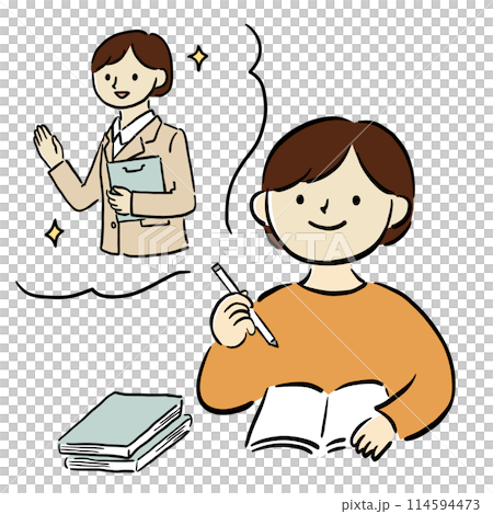 目標に向かって勉強をしている女性 114594473
