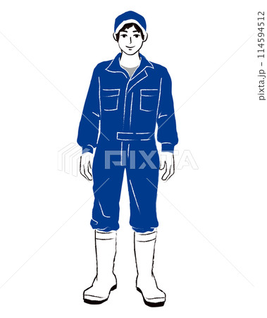 農作業をする男性の全身イラスト 114594512