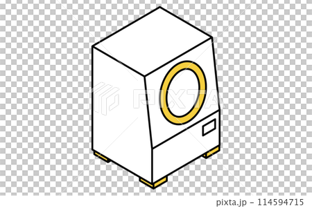 White goods: drum type washer-dryer, isometric illustration White goods: drum type washer-dryer, isometric illustration 114594715