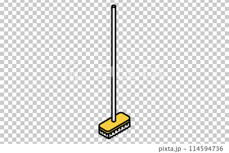 掃除用品：デッキブラシ、アイソメトリックイラスト 114594736