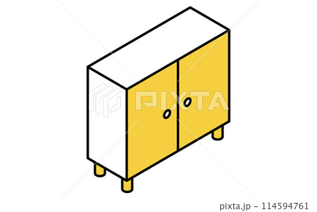 インテリア:脚付きキャビネット、アイソメトリックイラスト インテリア:脚付きキャビネット、アイソメトリックイラスト 114594761