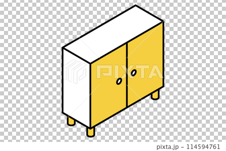 インテリア:脚付きキャビネット、アイソメトリックイラスト インテリア:脚付きキャビネット、アイソメトリックイラスト 114594761