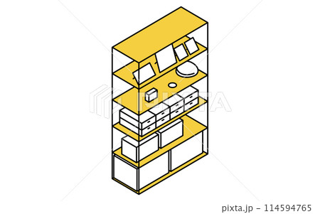 インテリア:スチールラック、アイソメトリックイラスト インテリア:スチールラック、アイソメトリックイラスト 114594765
