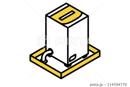 賃貸：洗濯機と防水パン、アイソメトリックイラスト 114594778