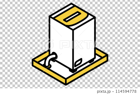 賃貸：洗濯機と防水パン、アイソメトリックイラスト 114594778