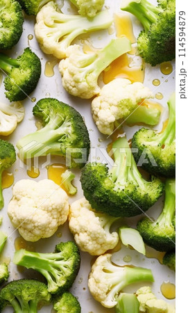 roasted broccoli cauliflower vegetable diet food, ai 114594879
