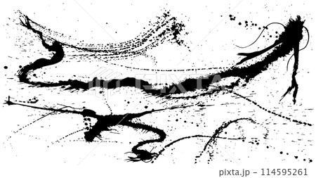 龍　辰年　手書きの毛筆イラスト 114595261