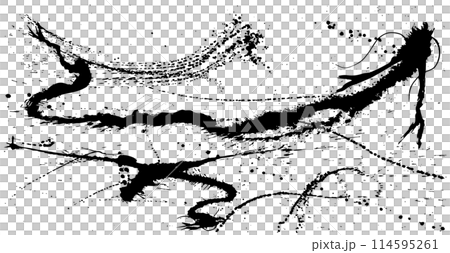 龍　辰年　手書きの毛筆イラスト 114595261