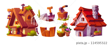 Forest village house for cartoon fairytale vector Forest village house for cartoon fairytale vector 114595322