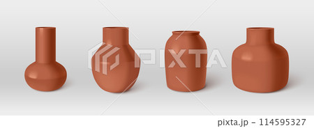 3d brown ceramic flower pot. Terracotta vase tube 3d brown ceramic flower pot. Terracotta vase tube 114595327