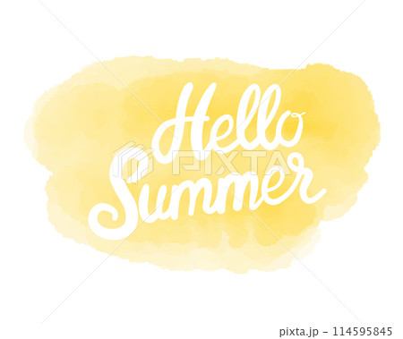 Hello Summer on watercolor. Summer Time logo Templates. Isolated Typographic Design Label. Summer Holidays lettering for invitation, greeting card, prints and posters. Vector illustration 114595845