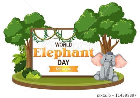 World Elephant Day Celebration Illustration 114595897