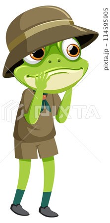 Adorable Frog Scout Illustration 114595905