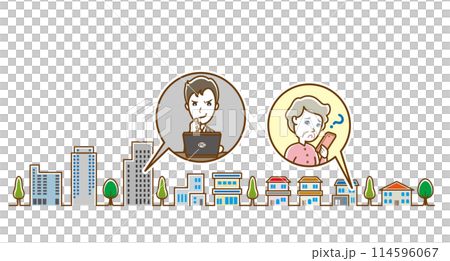 詐欺メールに悩むおばあさんのイラスト 詐欺メールに悩むおばあさんのイラスト 114596067