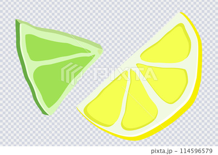 Set of pieces lime and lemon fruit Set of pieces lime and lemon fruit 114596579