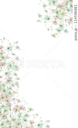 パステルカラーのかすみ草のフレーム 114596861