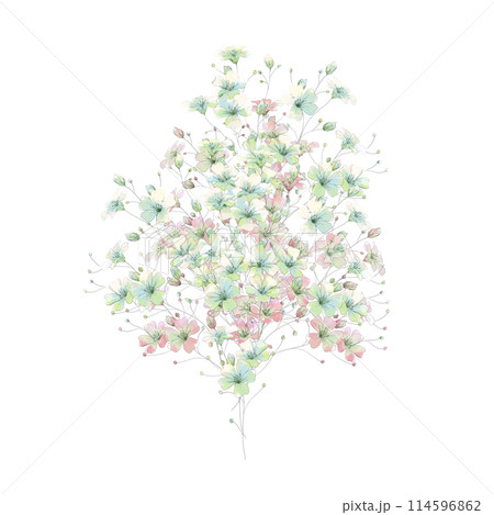 パステルカラーのかすみ草のブーケ 114596862