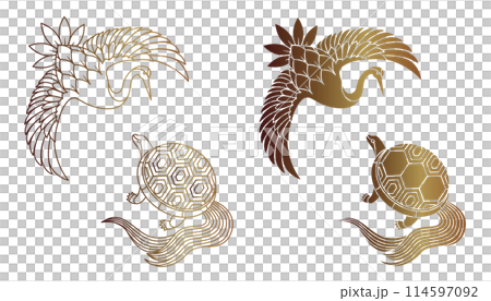 鶴龜插畫素材集向量敬老日健康長壽白色背景 鶴龜插畫素材集向量敬老日健康長壽白色背景 114597092