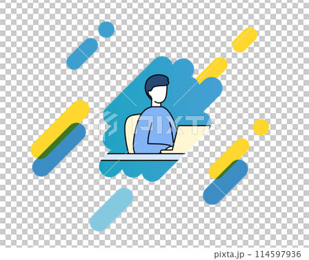 辦公桌前向右上升的男人商務形像素材背景裝飾裝飾網頁對角線上升 114597936