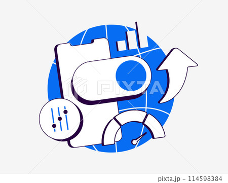 Speed Up The Internet Connection. Manage advanced network settings on mobile phone. Website performance optimization. Web browser with speedometer indicator, user experience score isolated vector icon Speed Up The Internet Connection. Manage advanced network settings on mobile phone. Website performance optimization. Web browser with speedometer indicator, user experience score isolated vector icon 114598384